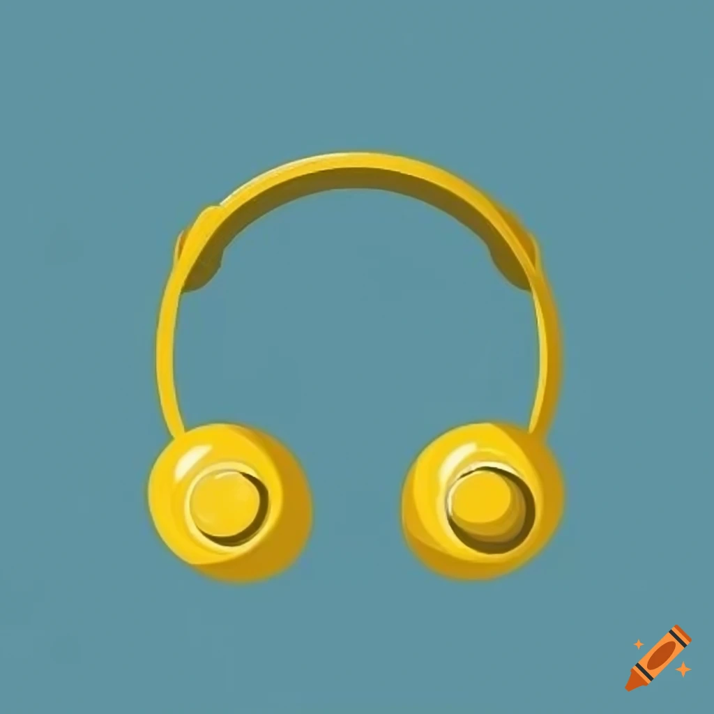 Yellow earmuffs icon on light blue background on Craiyon