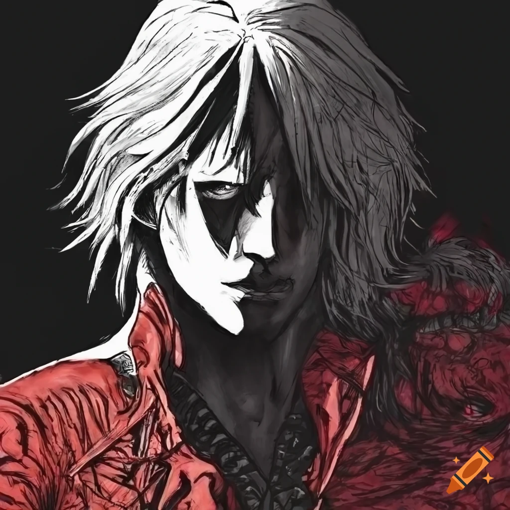 Dante from devil may cry 5 drawn by junji ito