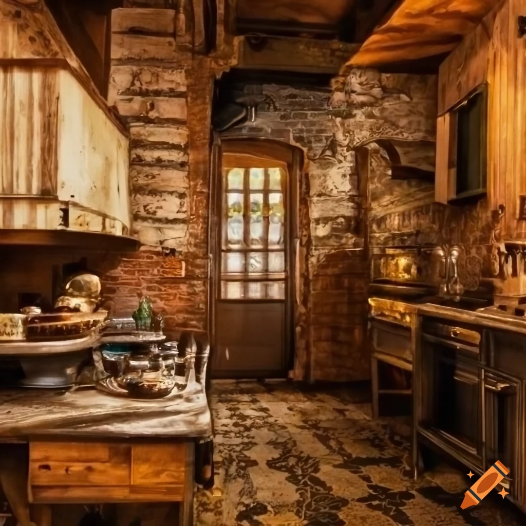 Photo Of Old Inn Small Kitchen On Craiyon