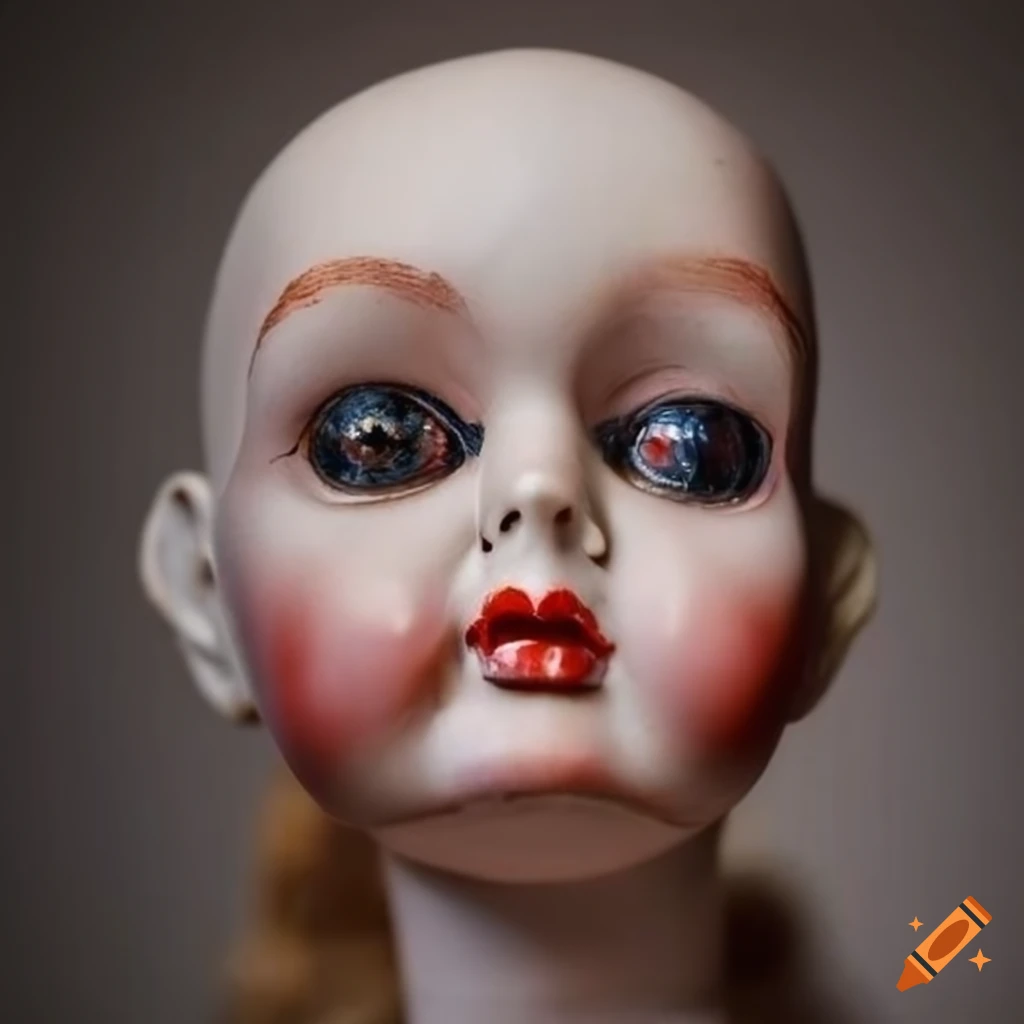 Vintage doll distorted face on Craiyon