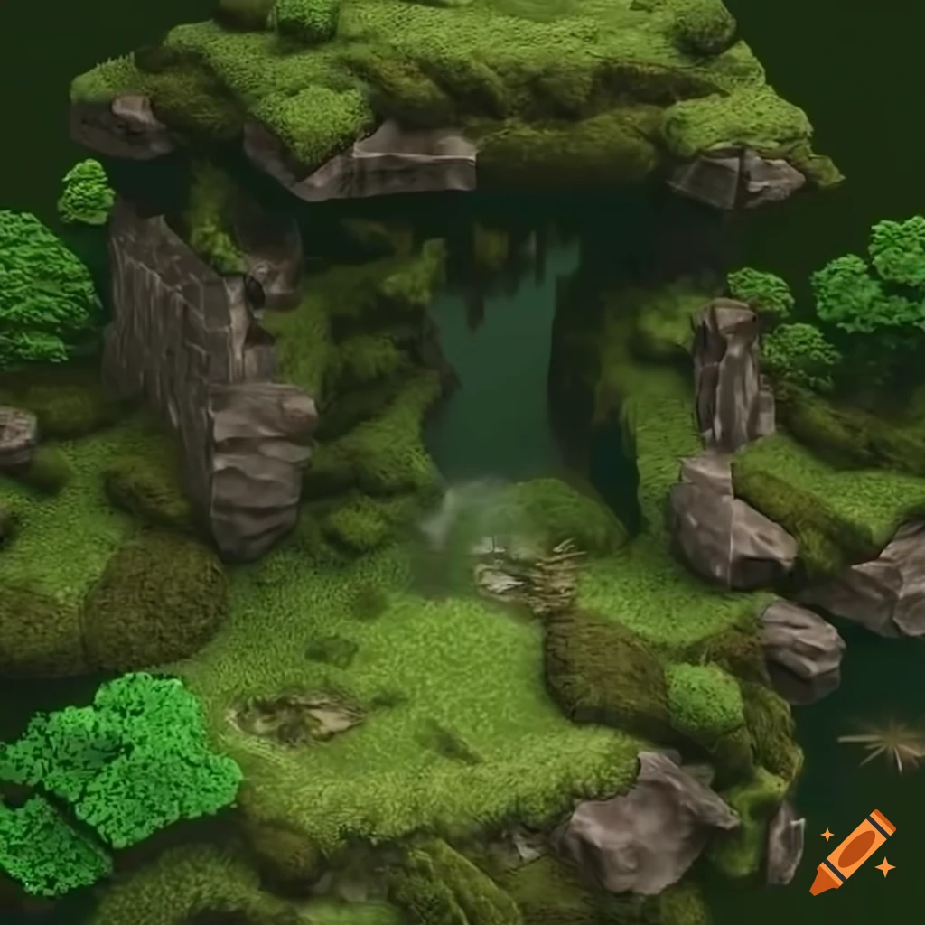 In the background between formation from above fantasy RPG game forest ...
