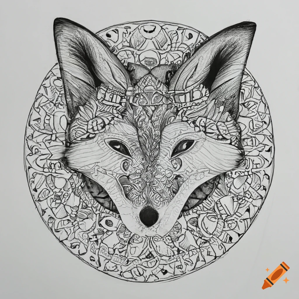 Mandala-style colouring fox