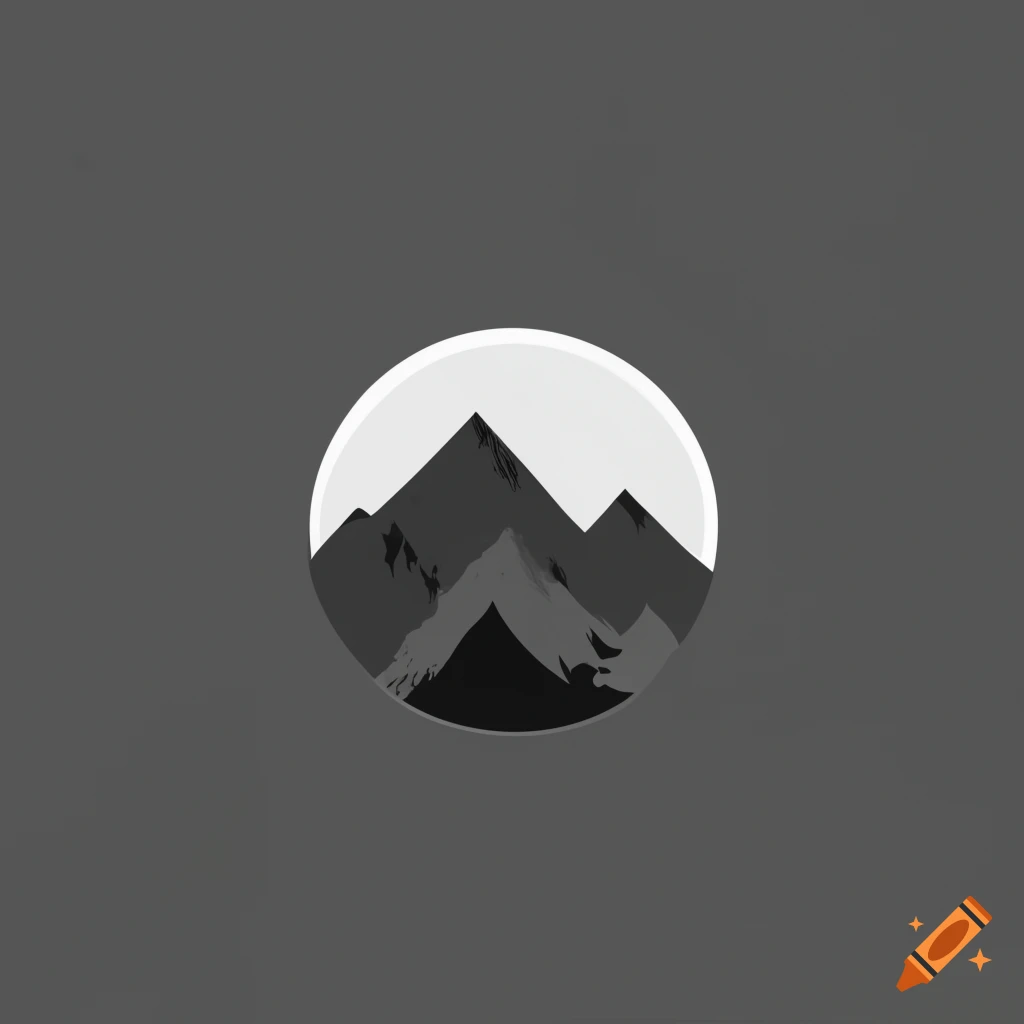 Black and white mountain simple logo