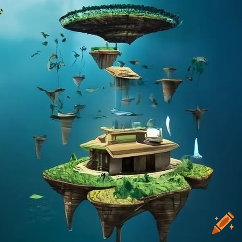 Floating island dwelling on Craiyon