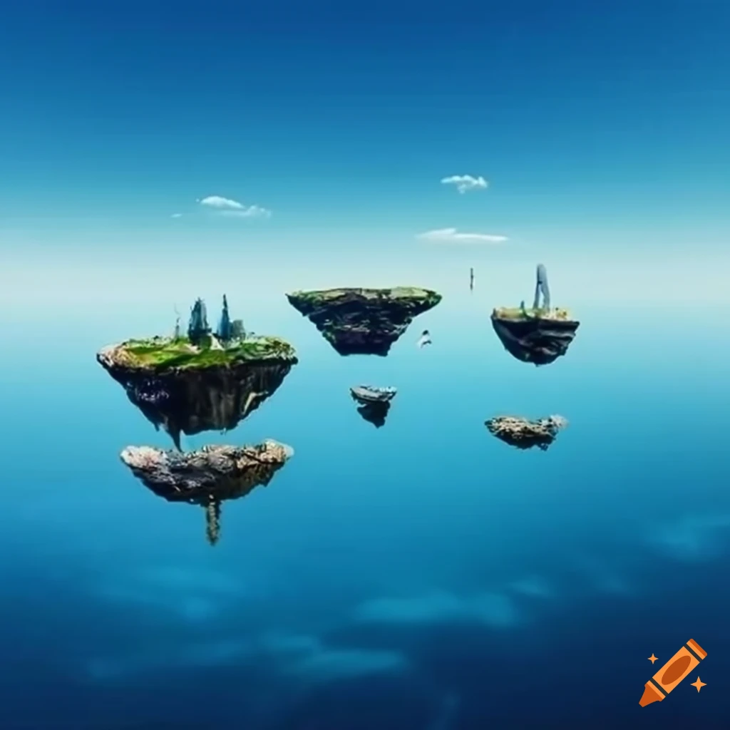 Scenic depiction of floating islands in the skies
