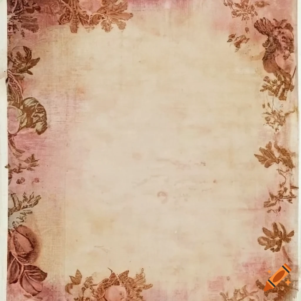 Vintage scrapbook decorated paper, aesthetic, textured, grunge, delicate,  feminine on Craiyon