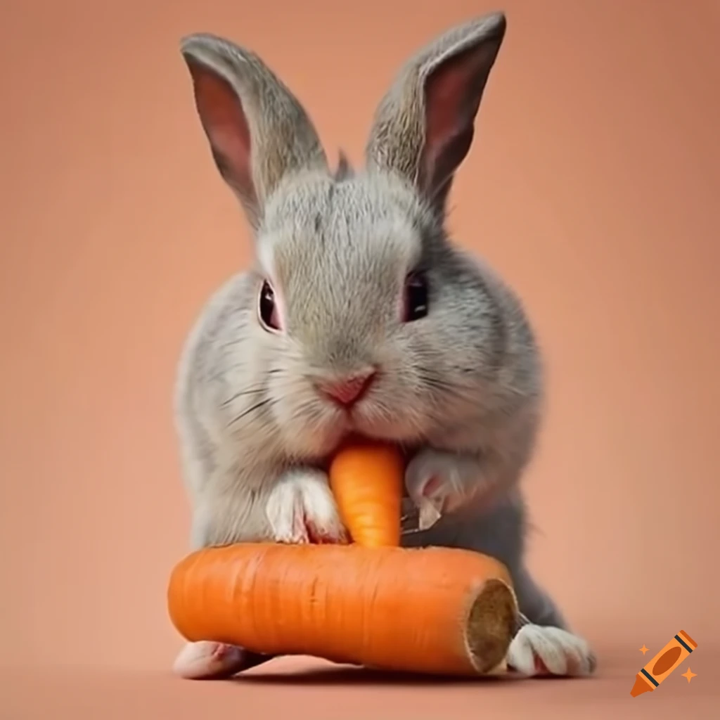 Bunny eating carrot on Craiyon