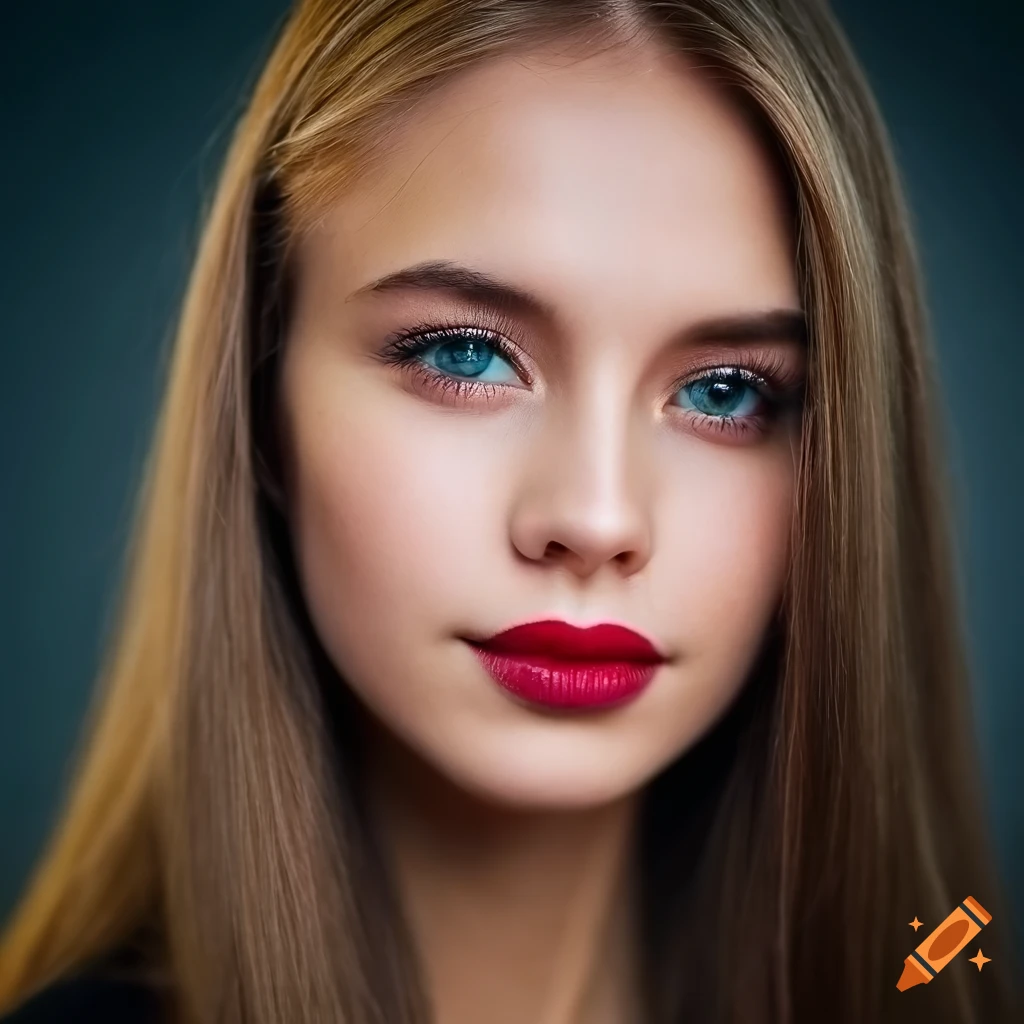 Hyper-realistic face of a young russian woman with striking features ...