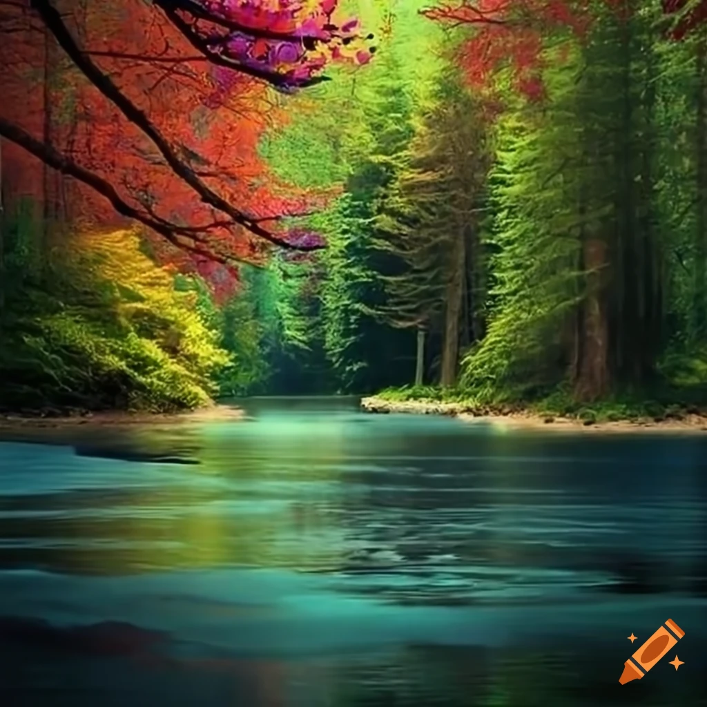Forest, tree,flowers ,river