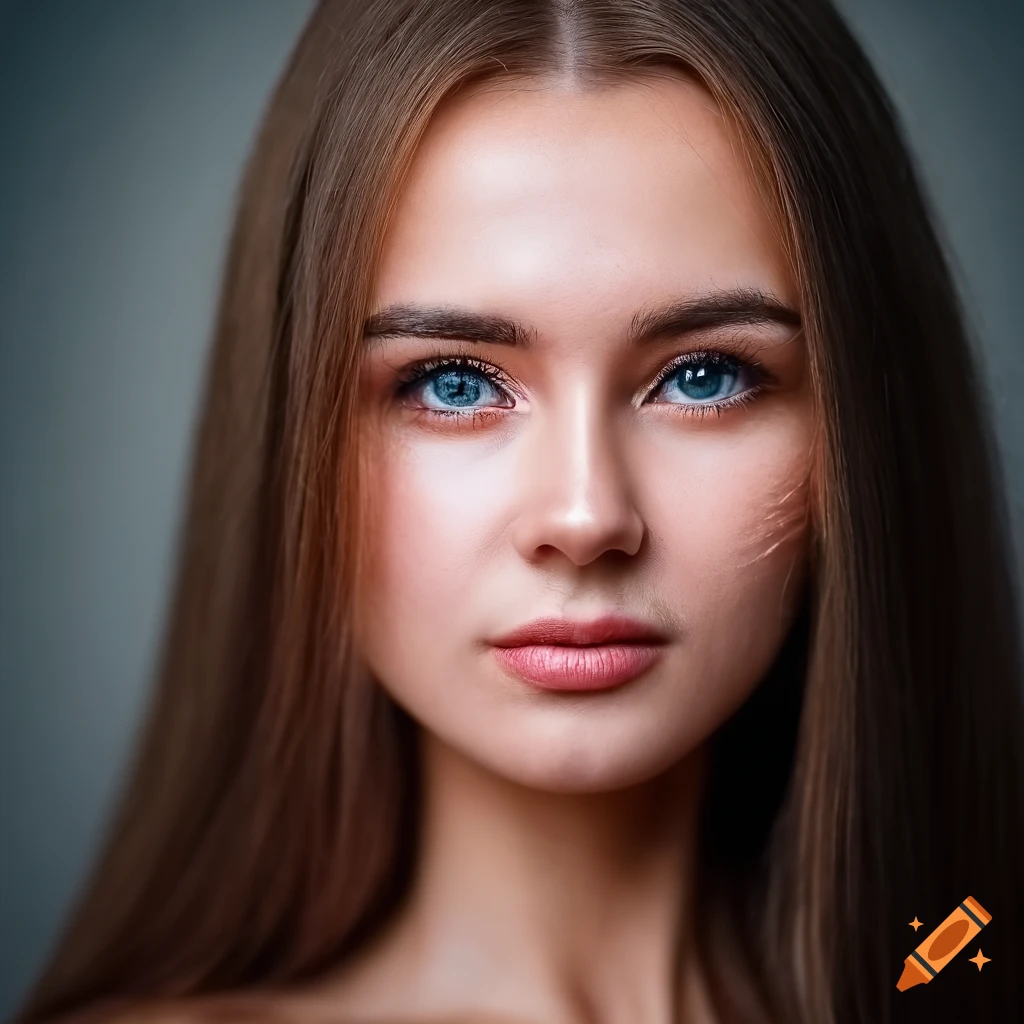 Hyper-realistic face of a young russian woman with striking features ...