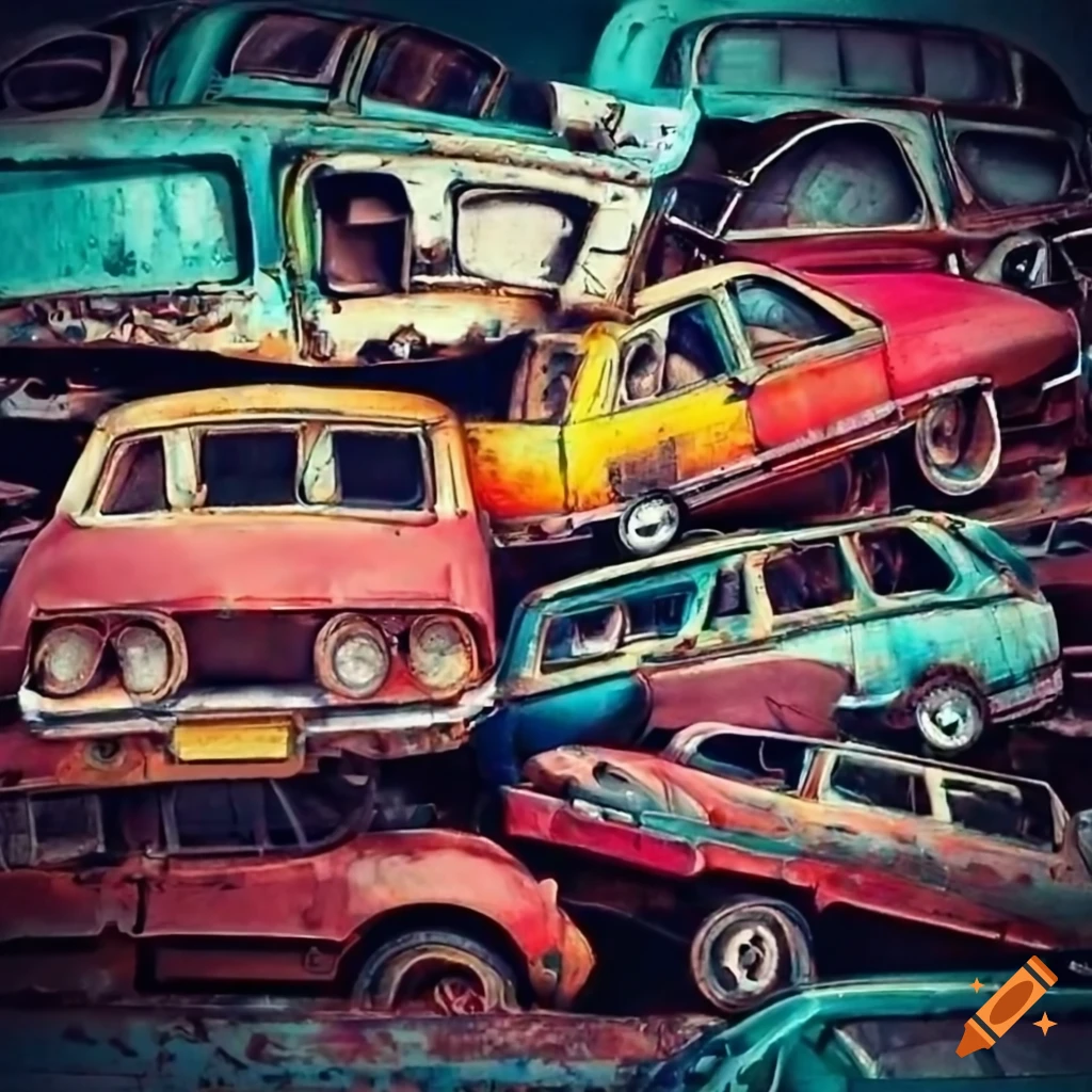 Scale model car junkyard