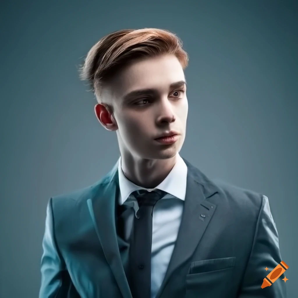 Young man in a business suit, confident and well-dressed on Craiyon