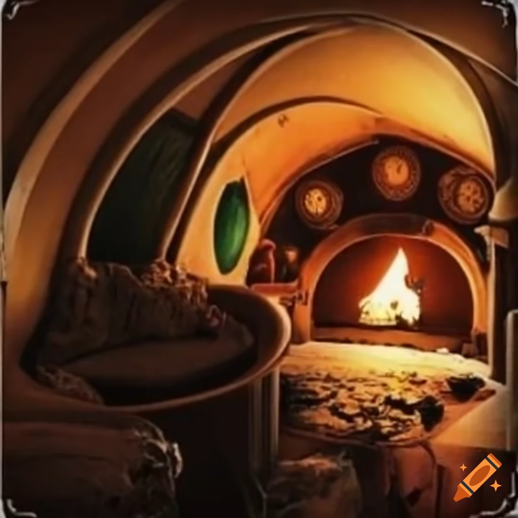 Hobbit-style bedroom with natural decor on Craiyon