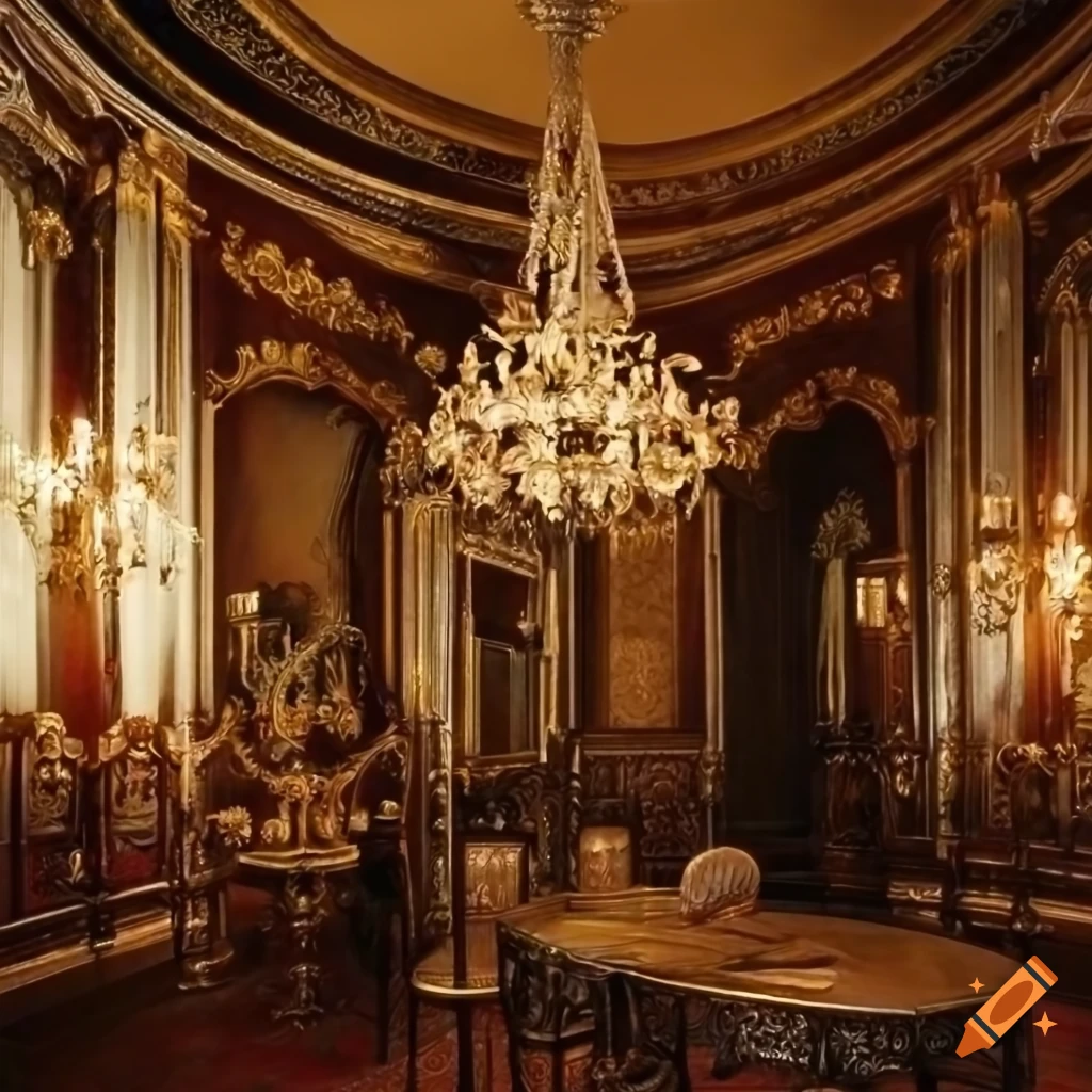 The interior of the room 3 by 6 meters in the empire style with two ...