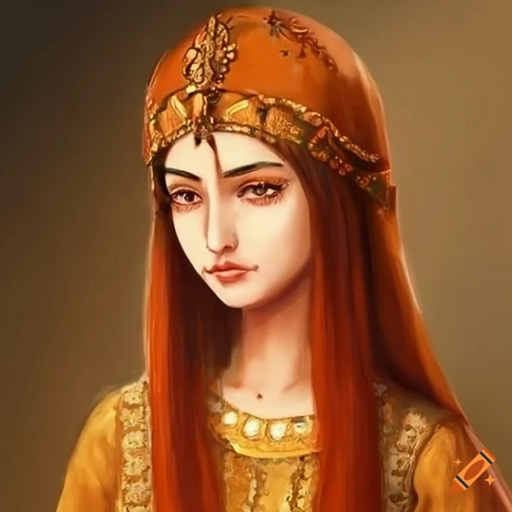 Female safavid emperie with orange long hair