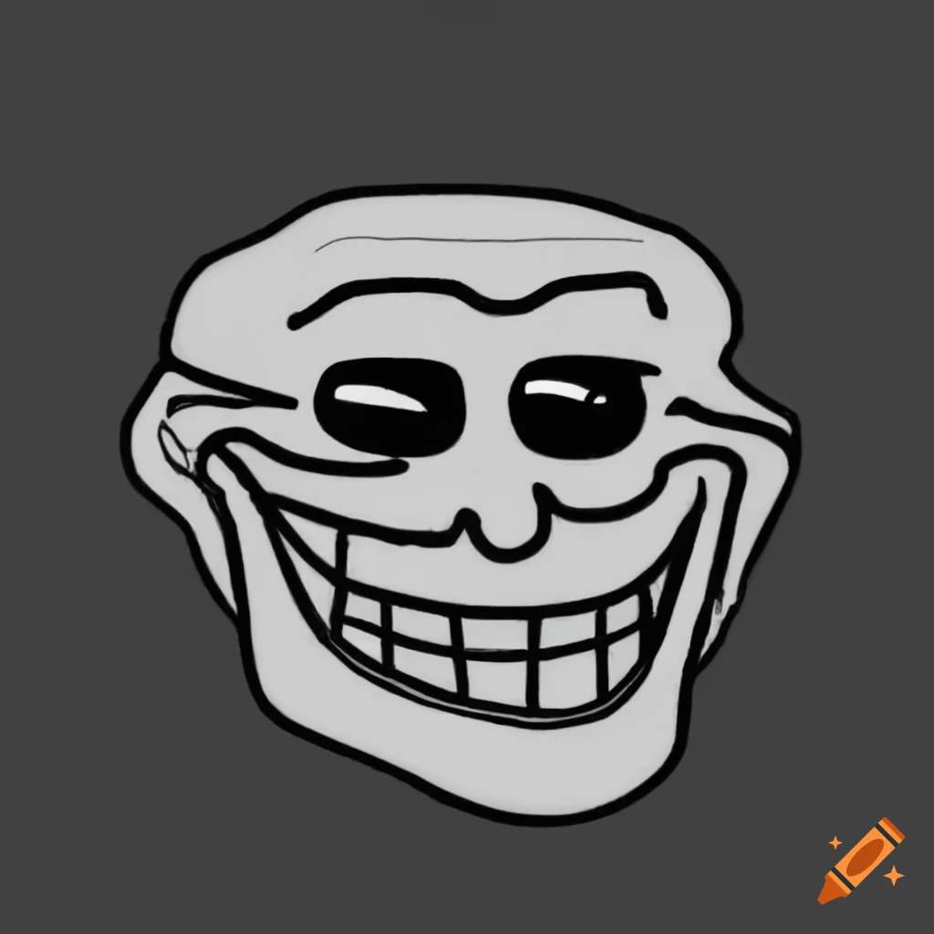 Surreal black and white image with trollface
