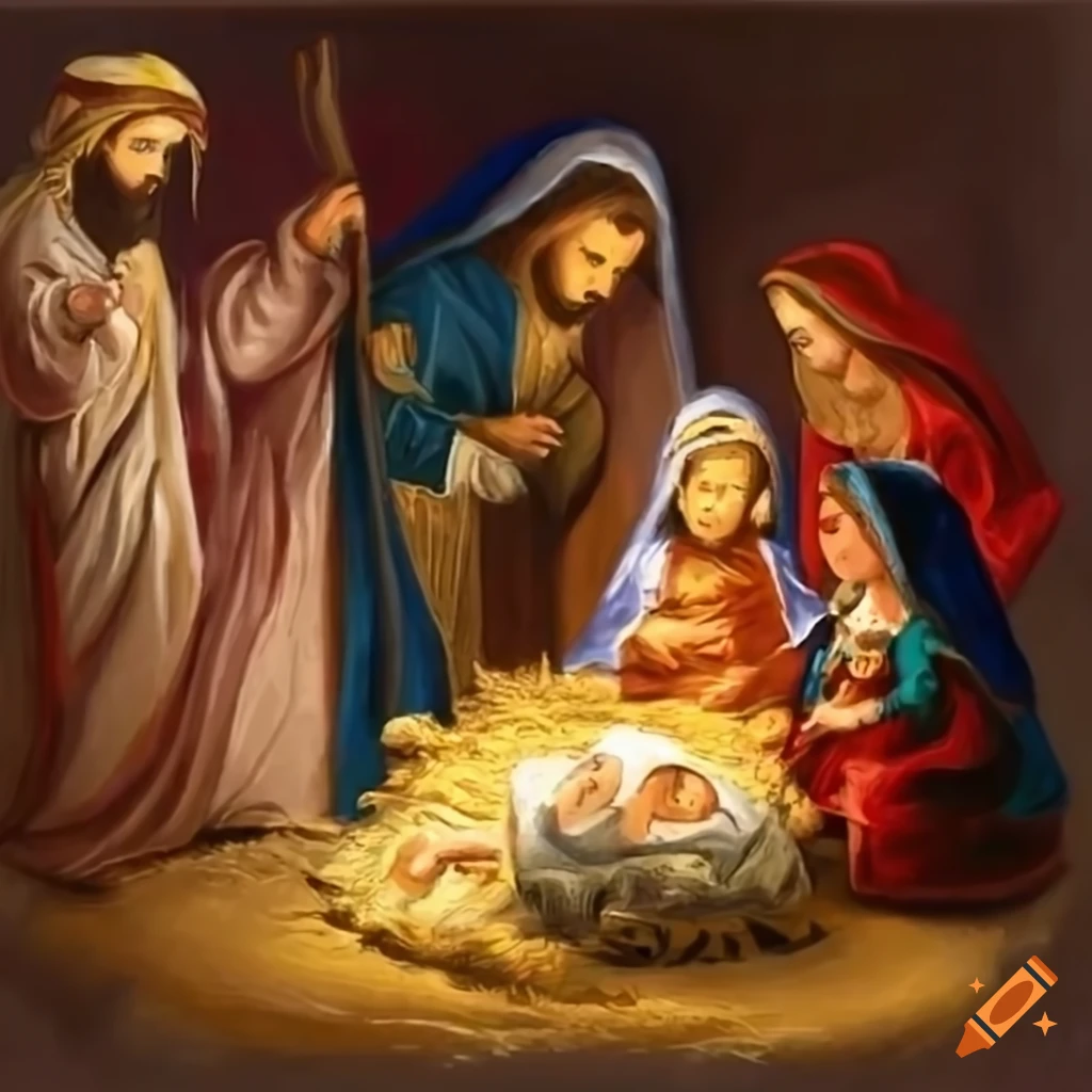 Christmas Baby Jesus In The Manger With Mary And Joseph Stock Illustration  - Download Image Now - iStock