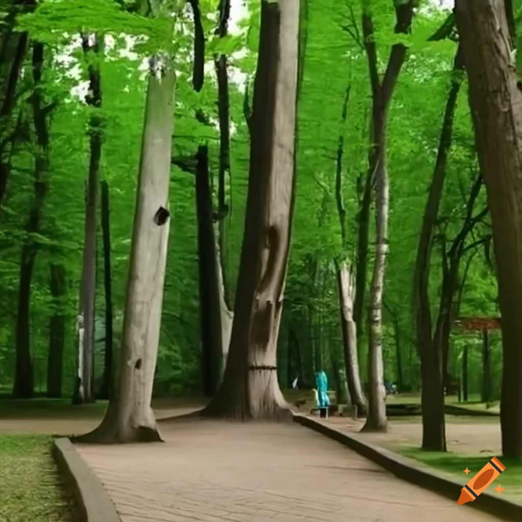 Парк с деревьями