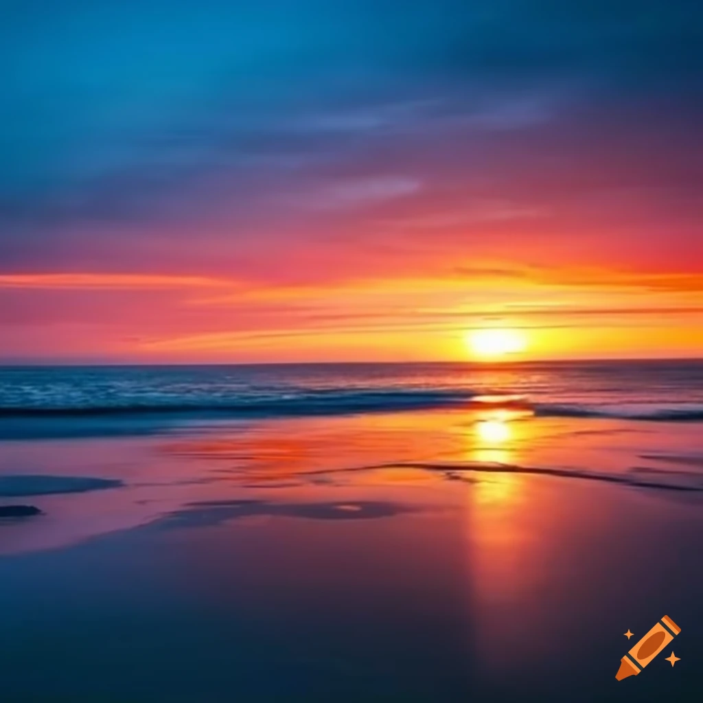 Sunset on the beach on Craiyon