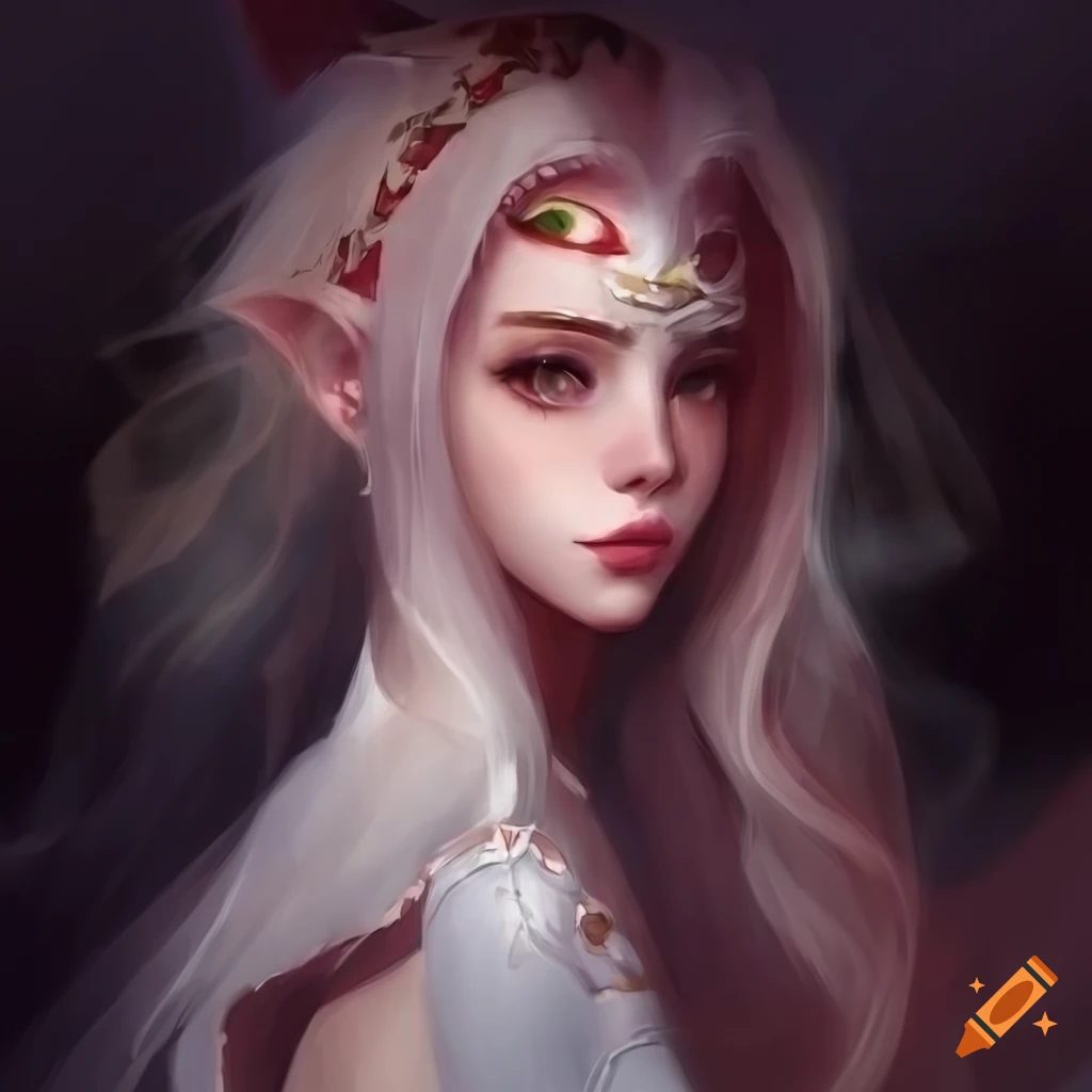A mobile game character concept art of beautiful human mipha wearing ...