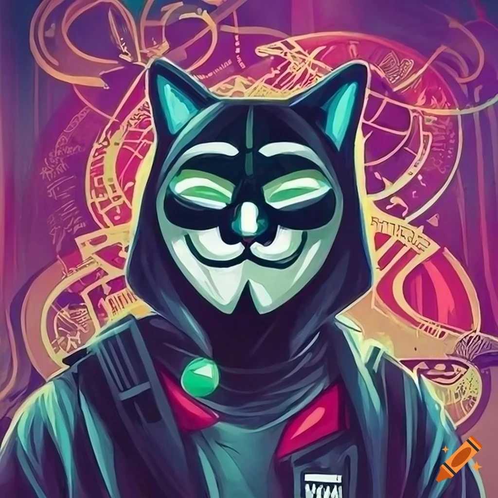 Epic hacker cat illustration