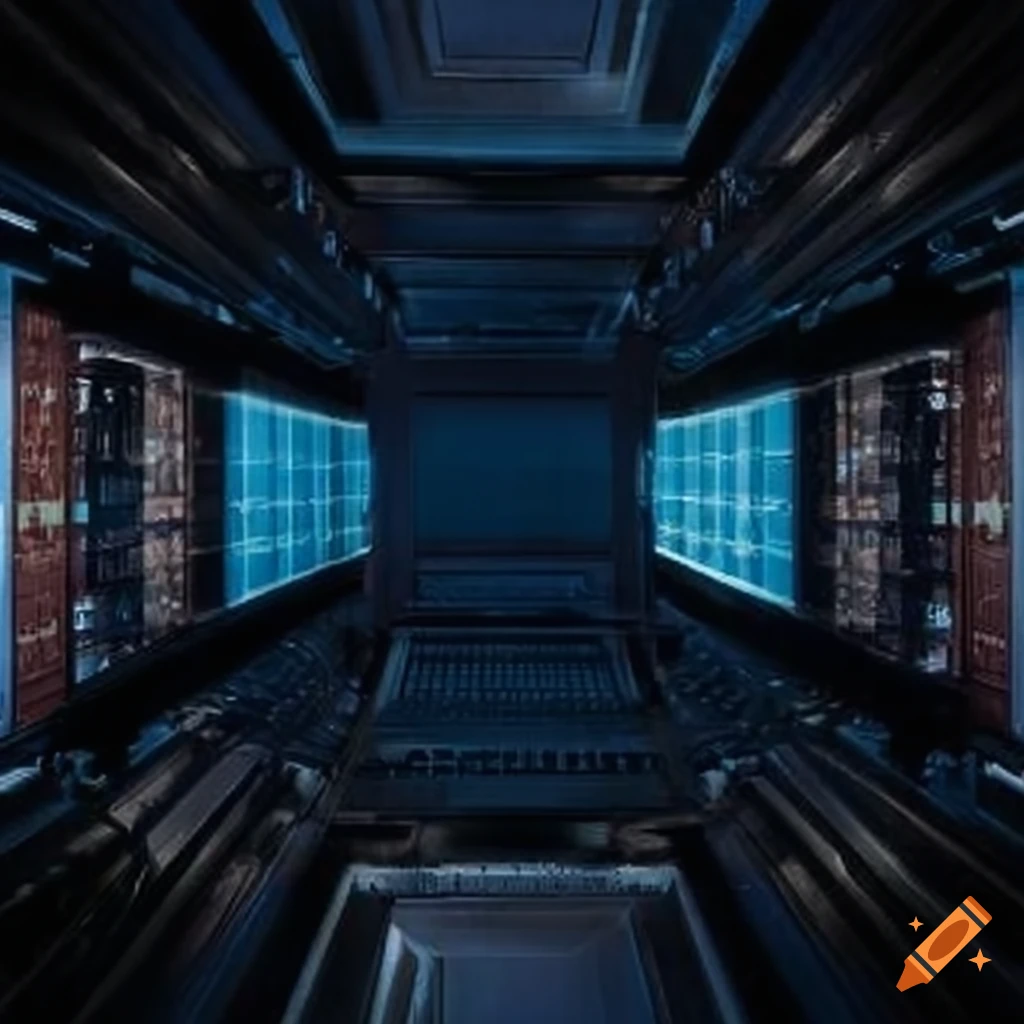 Theather scene showing a room with lots of computers