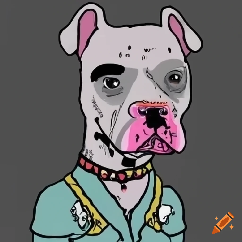 Nft de perro dogo argentino con outfit trap estilo lil peep