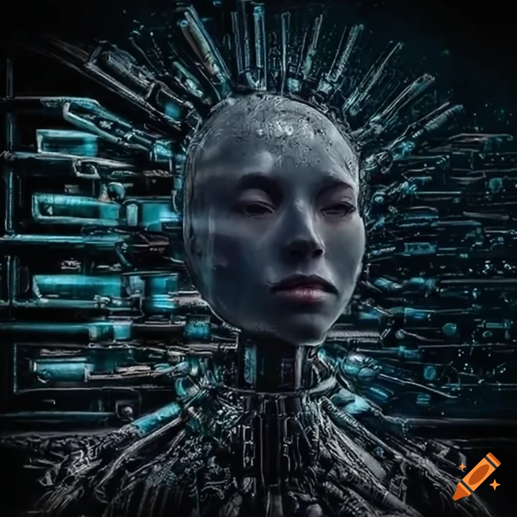 Cybermetic apparatus that shows the path of humanity towards a ...