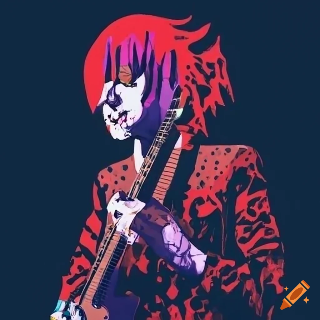 Emo band with guitars, in the style of matisse on Craiyon