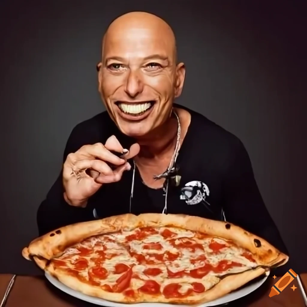 Howie mandel eating a pizza