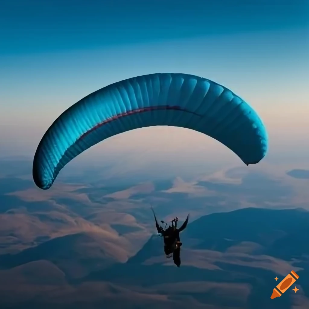 Subject=paraglide, aeriel view on Craiyon