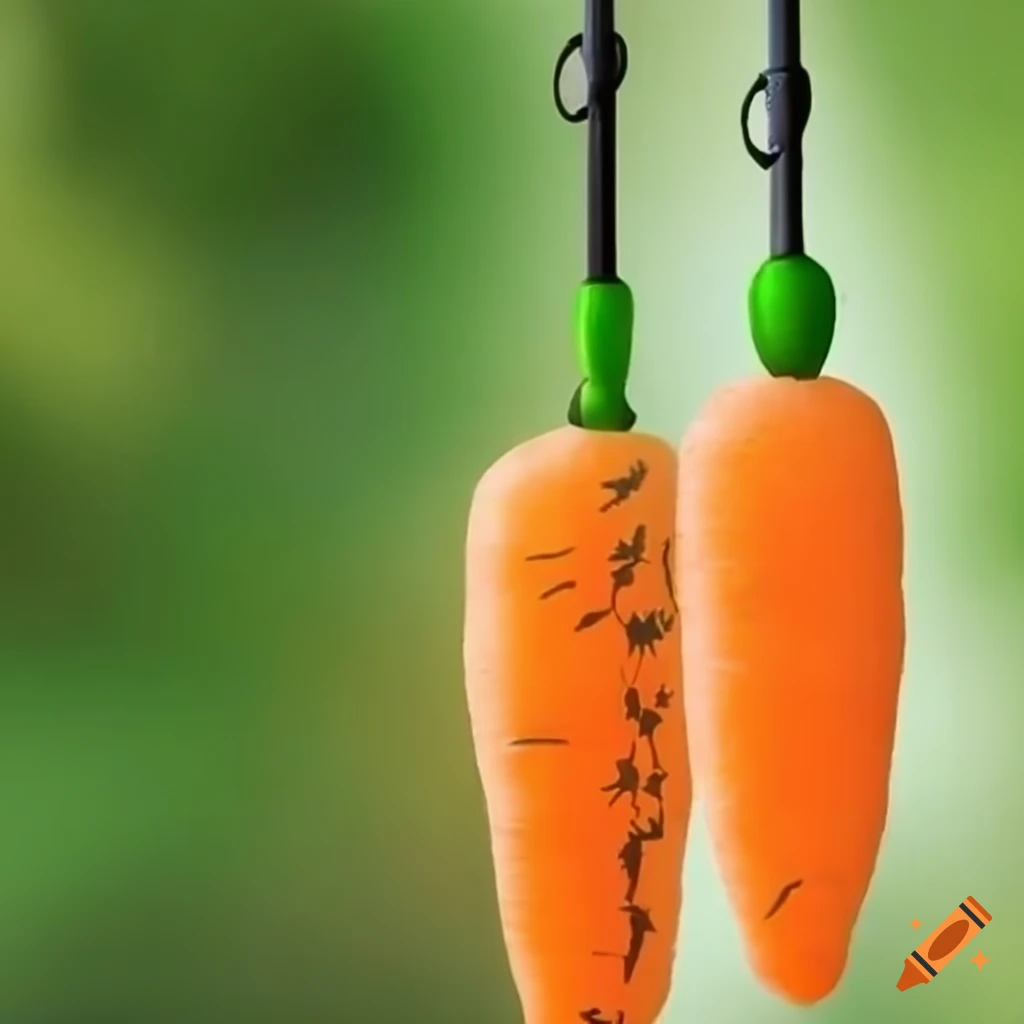 Carrot hanging on a fishing rod on Craiyon
