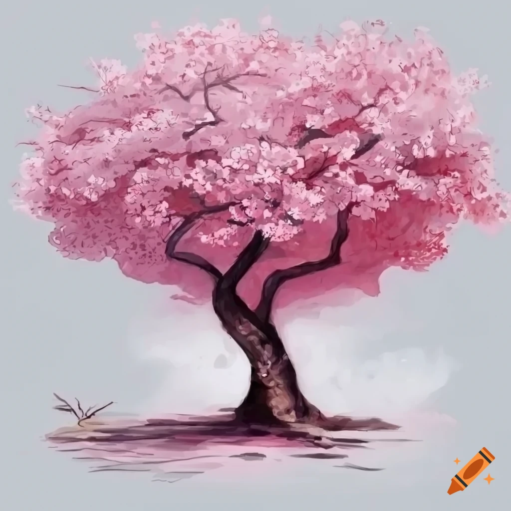 Premium Vector | Blossoming pink sakura tree isolated | Cherry blossom  drawing, Tree drawing simple, Tree drawing