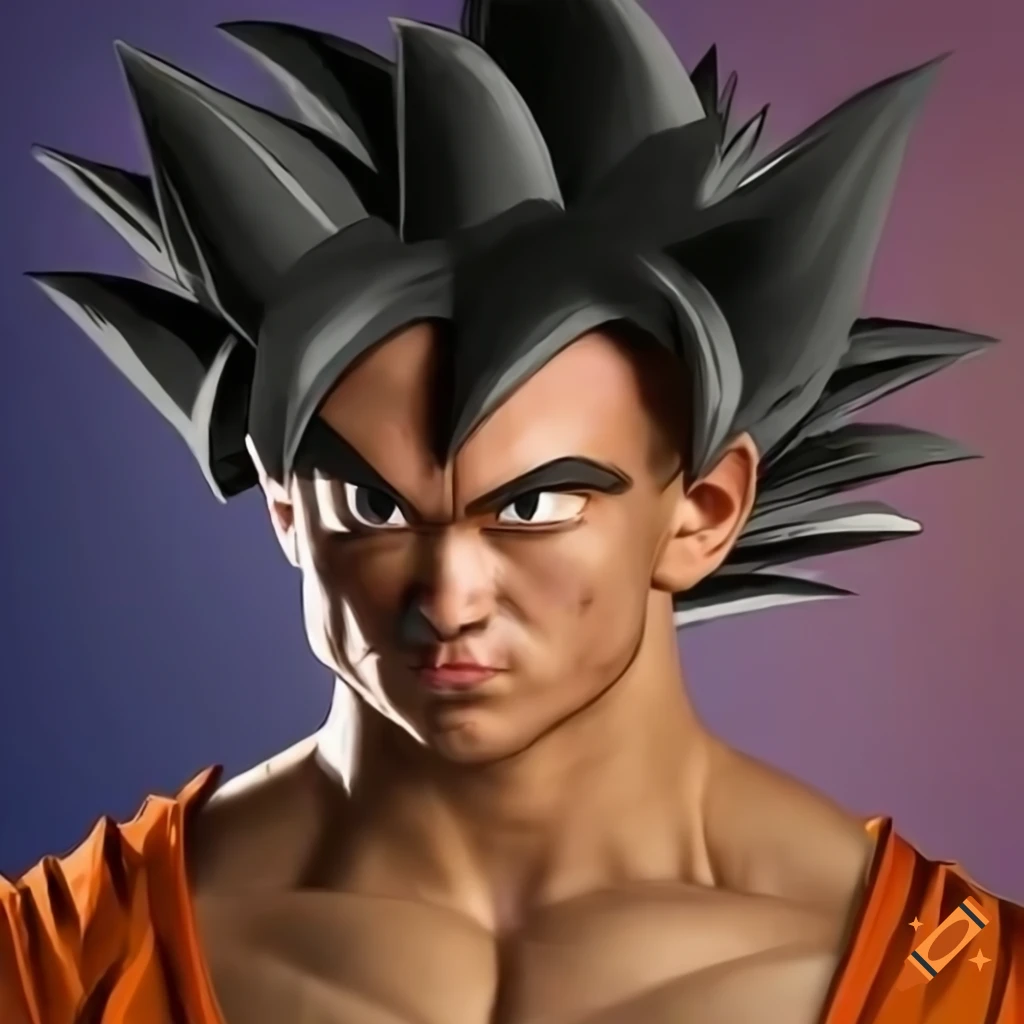 A photo realistic picture of super saiyan goku as a real person on
