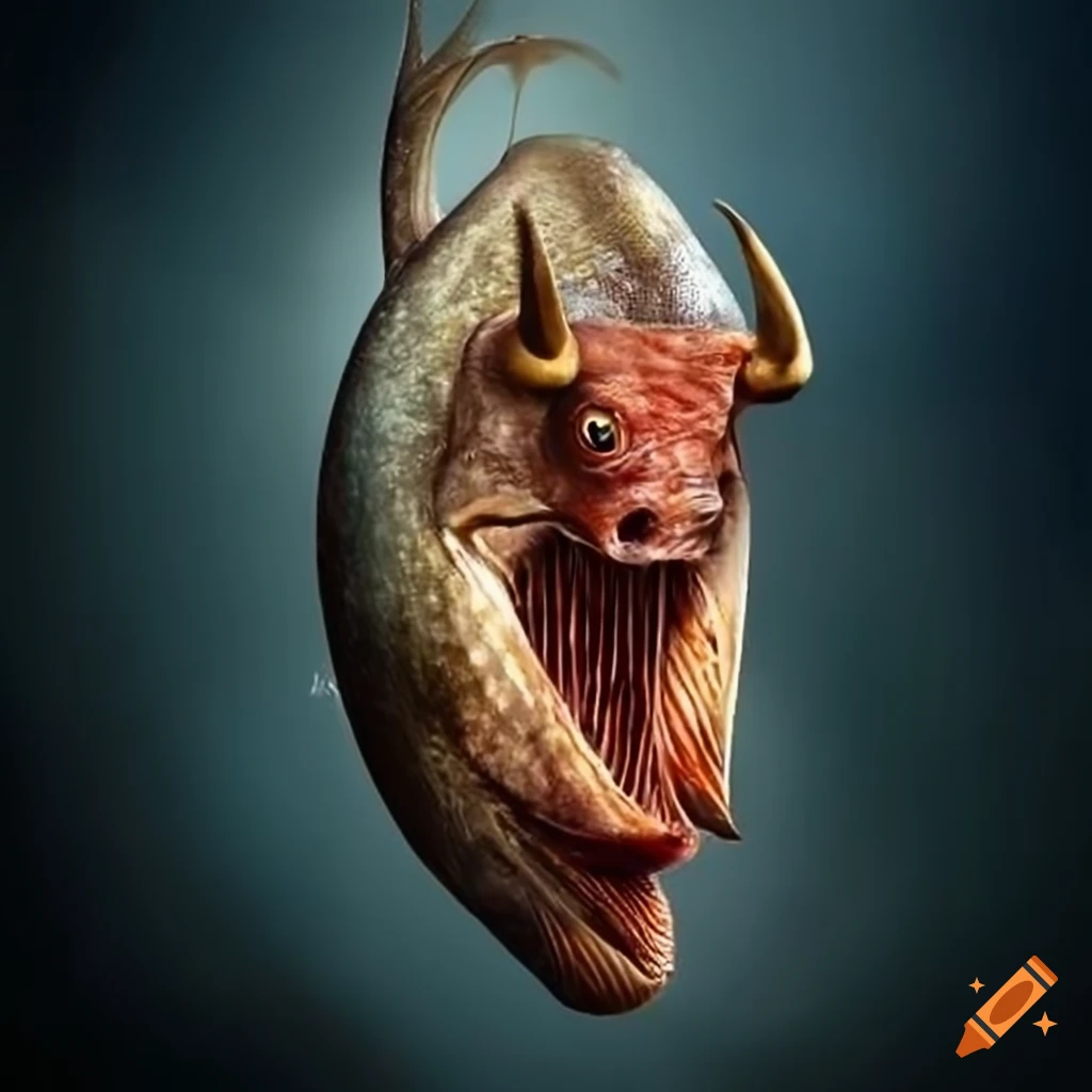 Half fish half bull on Craiyon
