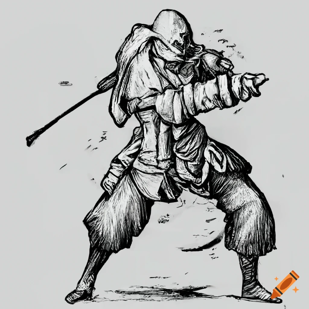 anime warrior drawing