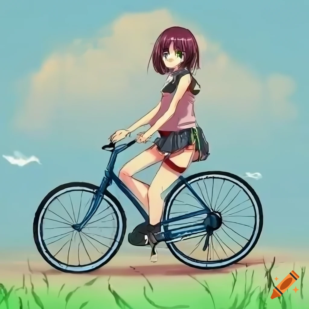 Free Vector | Hand drawn anime girl riding a bike