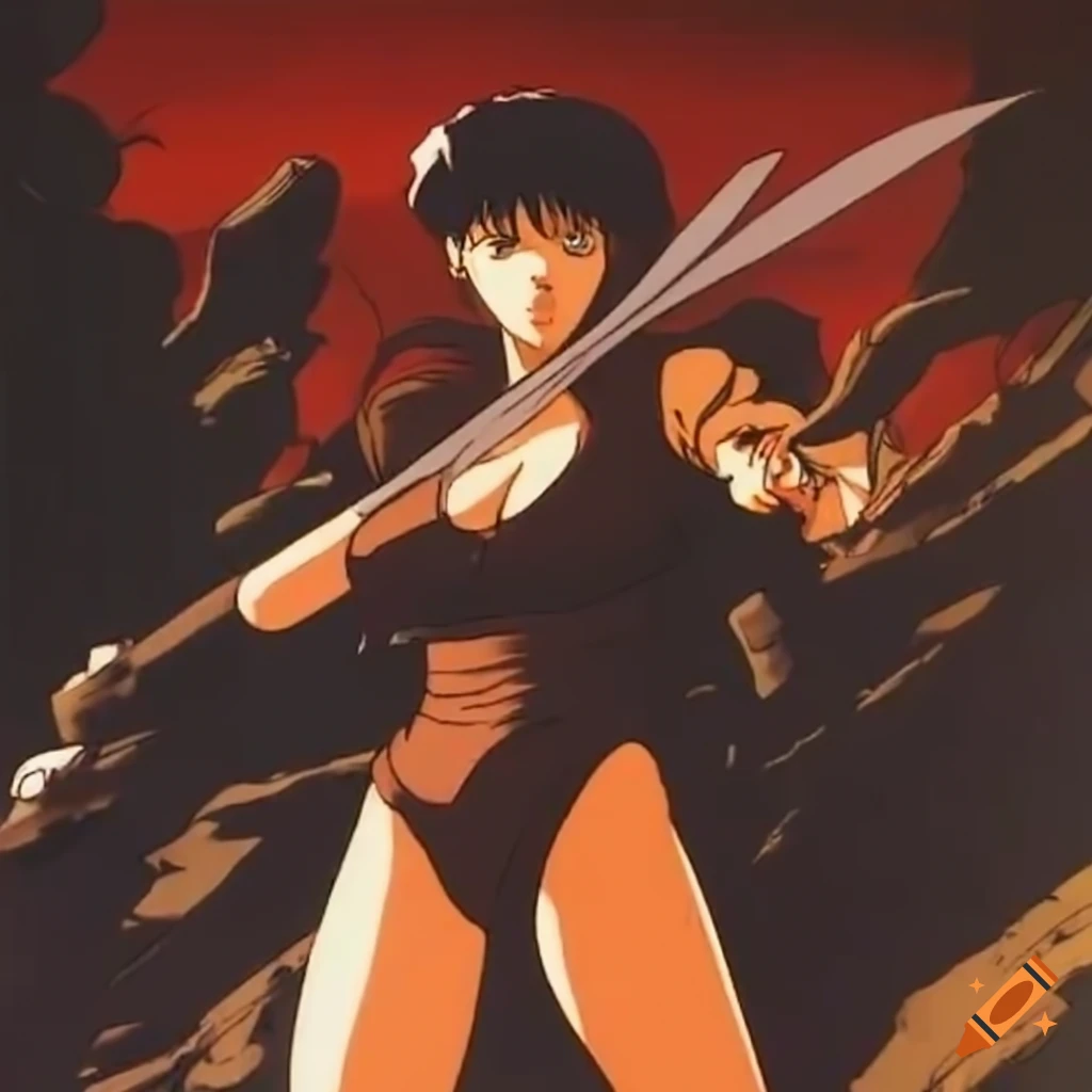 80-90's anime ova, female warrior nomad 'ghost in the shell' 'ninja scroll'  'vampire hunter d' 'nasuicaa' 'heavy metal