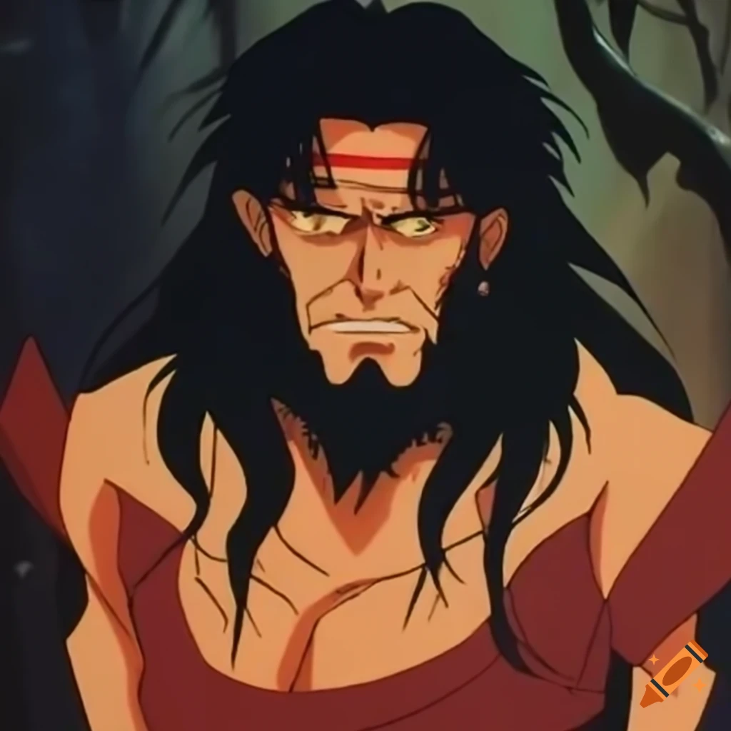 80-90's anime ova, male old bearded wizard 'ninja scroll' 'vampire hunter d