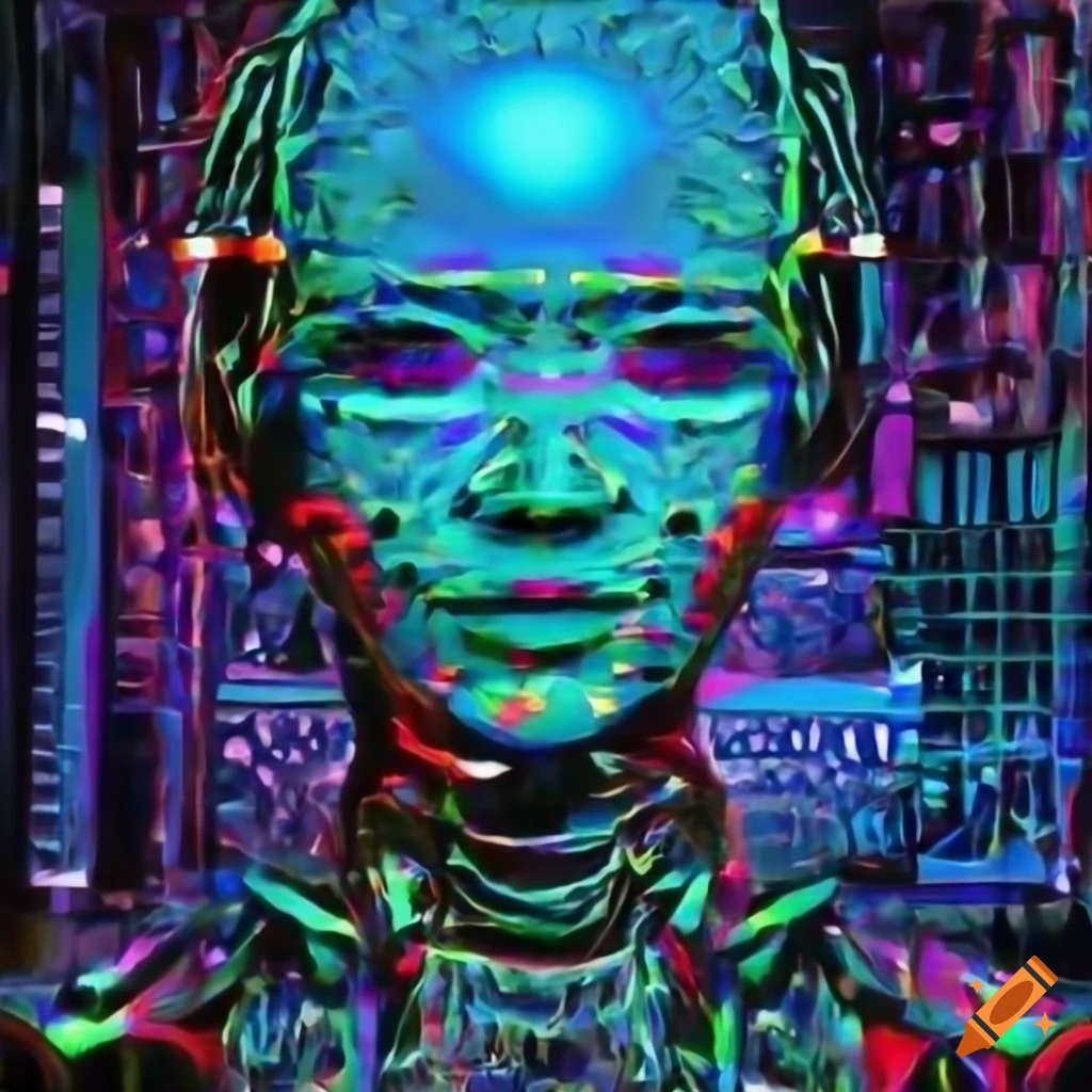 Prompt: Please create a portrait of ChatGPT, an AI neural network that answers your questions. I would like the portrait to be vibrant, unusual, and filled with intricate details. Description and details: The portrait of ChatGPT portrays the neural network as a cybernetic being with a futuristic appearance. The background depicts a digital landscape with vibrant neon tones, creating a sense of depth and space. Head and body of the neural network: The head of ChatGPT resembles an elegant