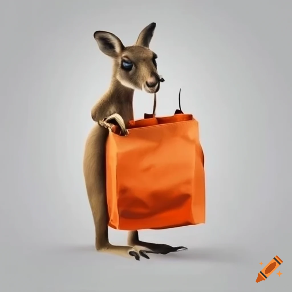Kangaroo holding food delivery bag on Craiyon