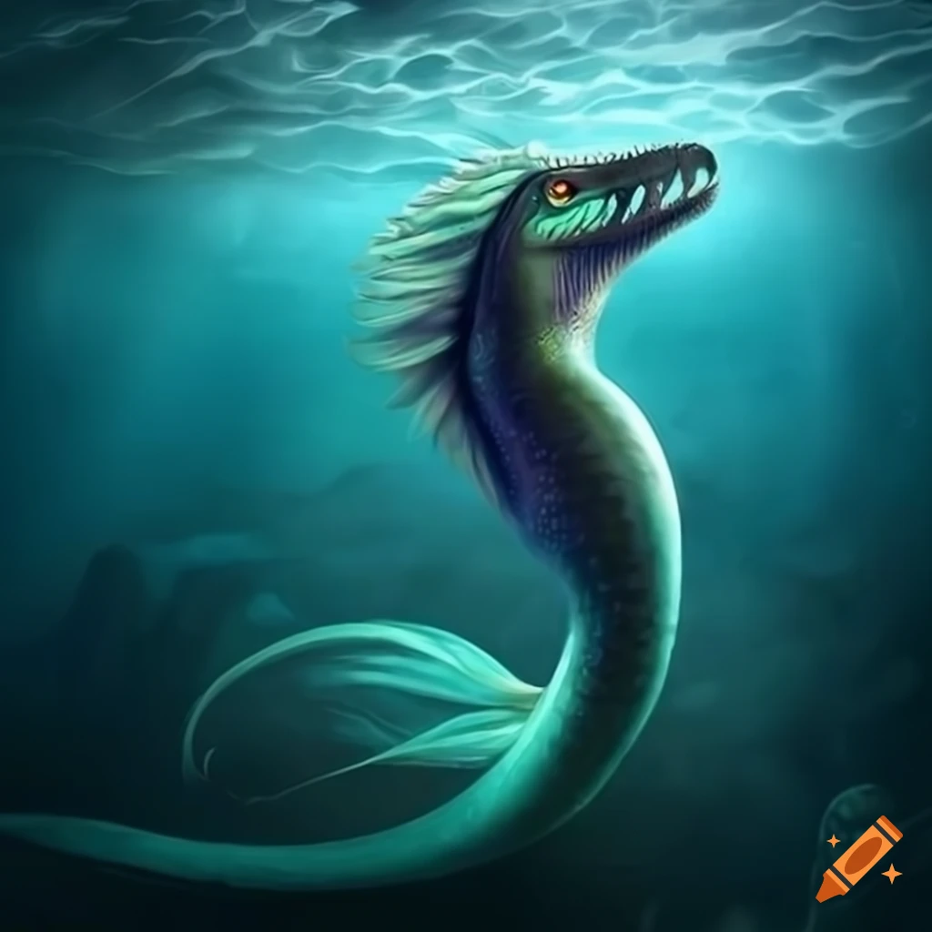 Fantasy artwork featuring a mermaid with a beautiful basilosaurus tail