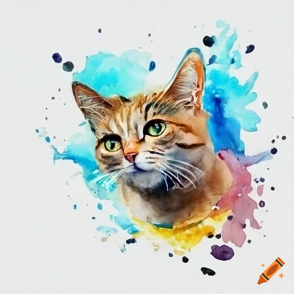 Cat, splash, watercolour