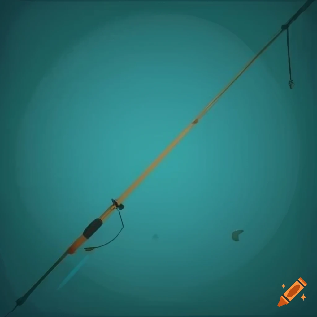 A simple fishing rod with fishing line on a transparent background