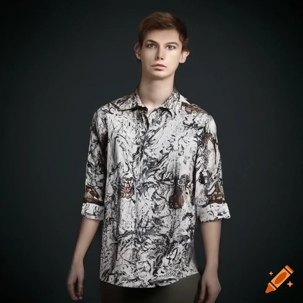 Model Shirt Example Model wearing a printed shirt on Craiyon