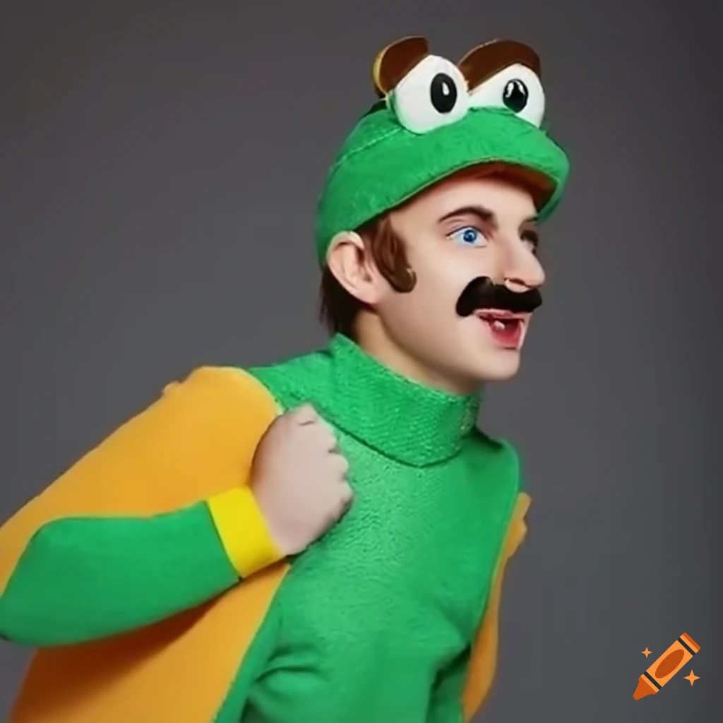 Funny live-action mario costume on Craiyon