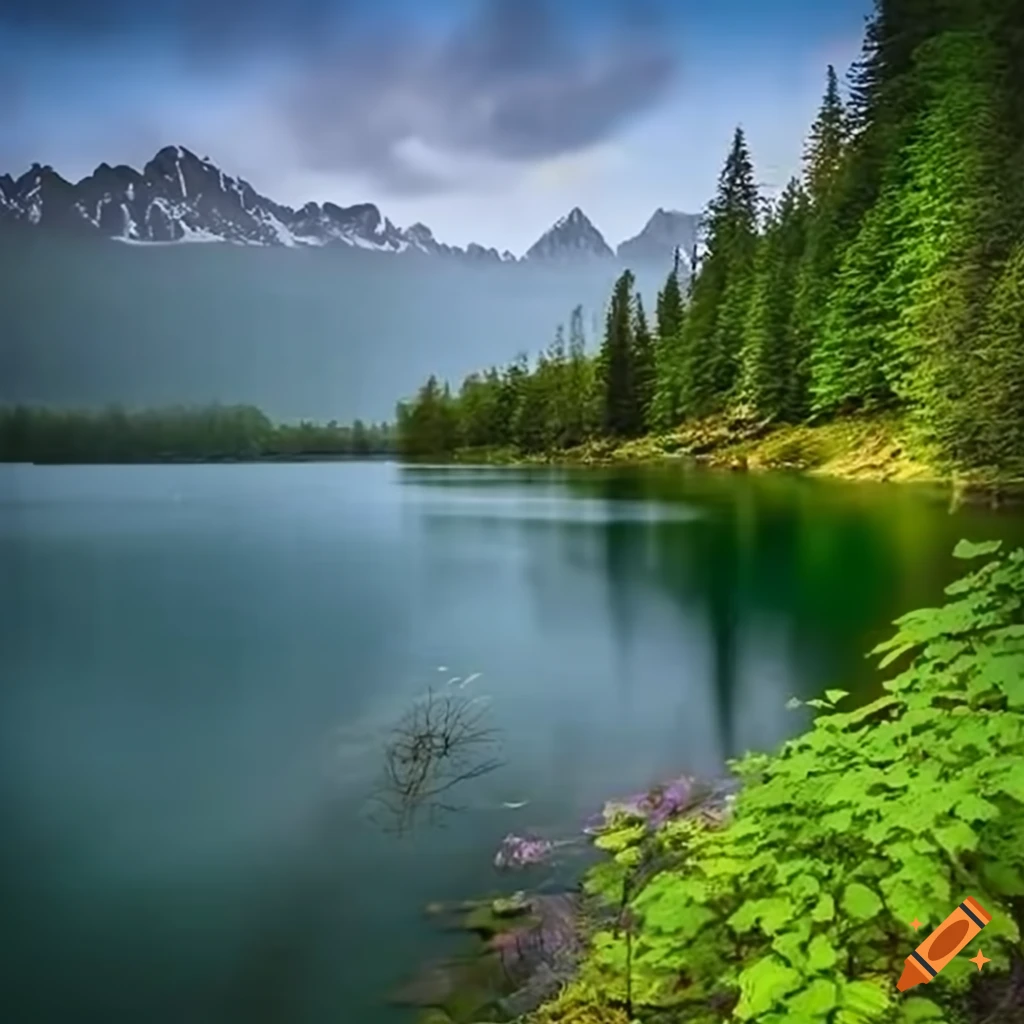 A serene landscape: you can choose a peaceful and beautiful natural  landscape, such as a scenic view of mountains, a tranquil lake, or a  peaceful garden. this can symbolize the harmony and