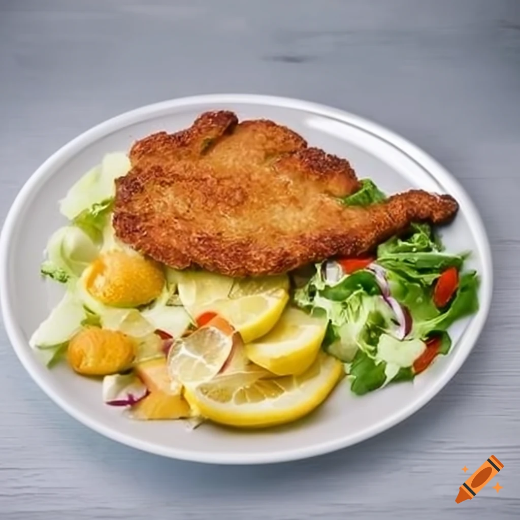 Schnitzel mit pommes und salat; hintergrund weiß; als symbole; mit text ... Schnitzel mit pommes und salat; hintergrund weiß; als symbole; mit text ...