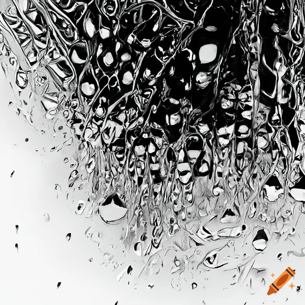 Abstract photograph of water droplets on shattered glass, black