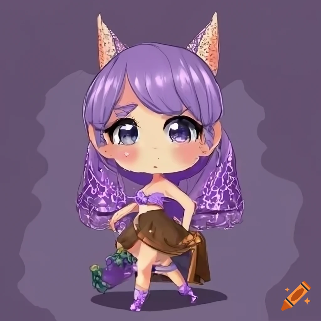 Chibi anime girl illustration, aesthetic outfit, detailed on Craiyon